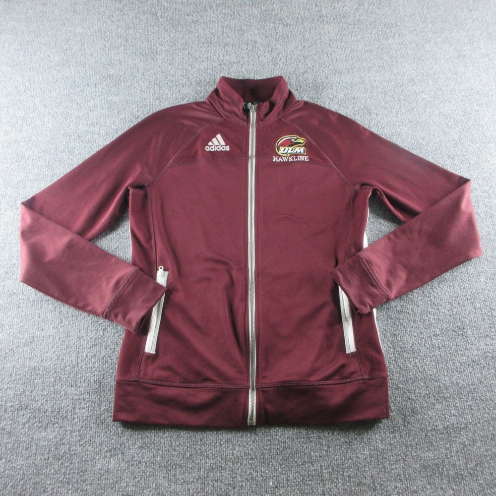 ULM Hawkline Jacket Womens Small Red NCAA‎ College Adidas Climalite Full Zip